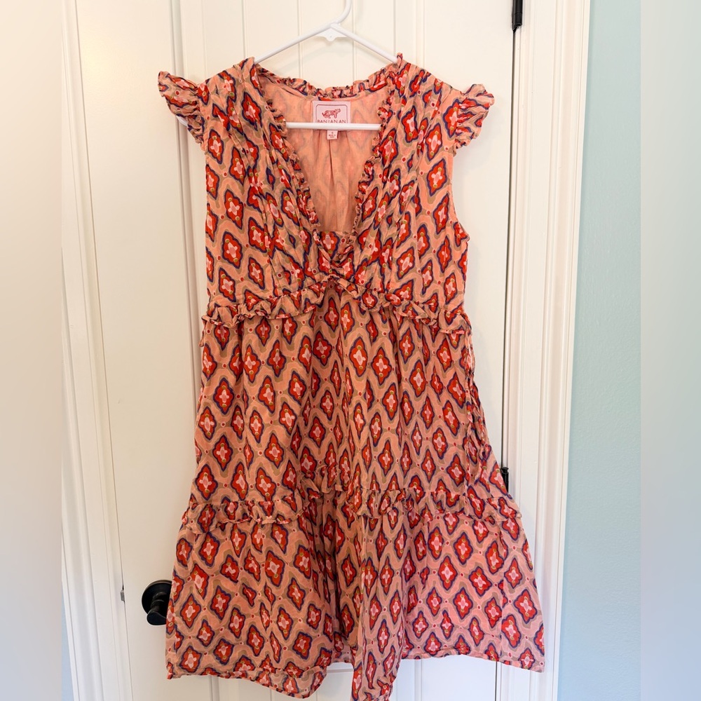 Banjanan Peach and Blue Ruffled Dress